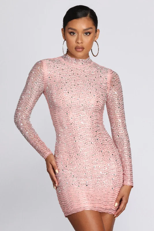 Dazzle Queen Heat Stone Mini Dress