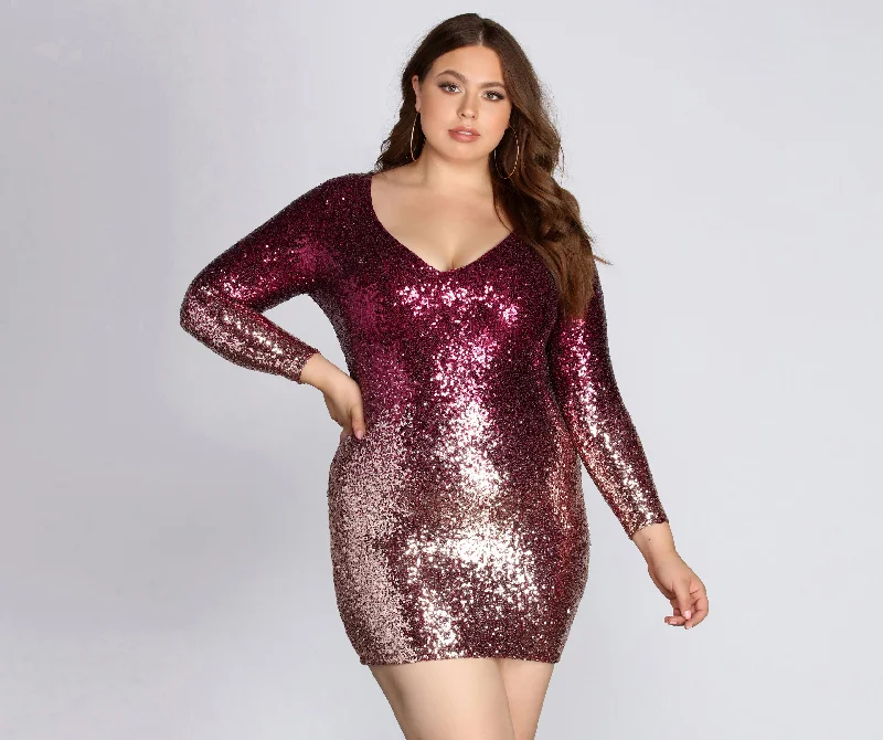 Plus Ombre Sequin Dress