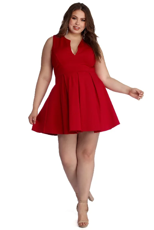 Plus Pretty And Pleated Skater Dress