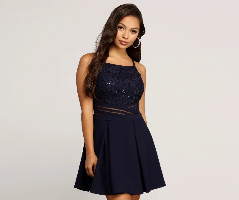 Hattie Sequined High Neck Dress