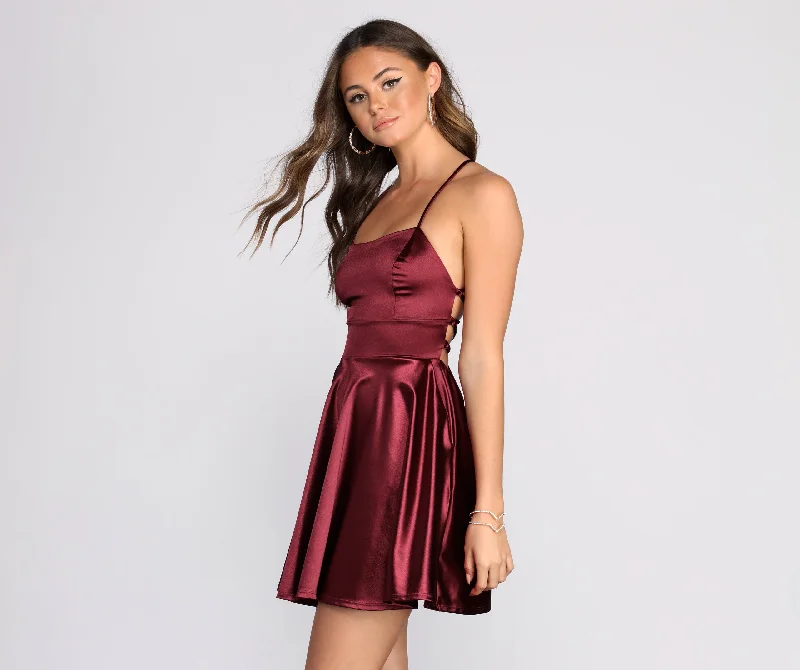 Stylish Satin Skater Dress