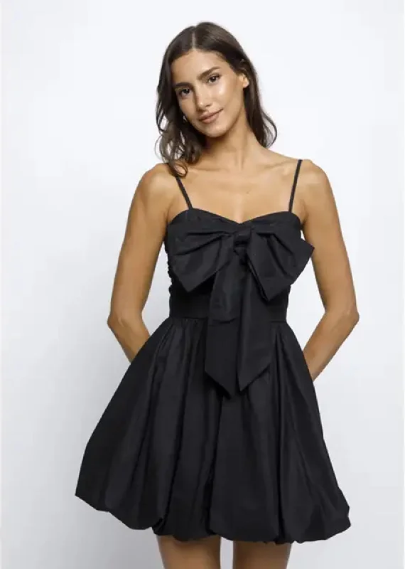 Callista Bubble Bow Mini Dress - Black