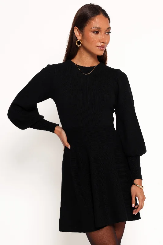 Gigi Long Sleeve Mini Dress - Black