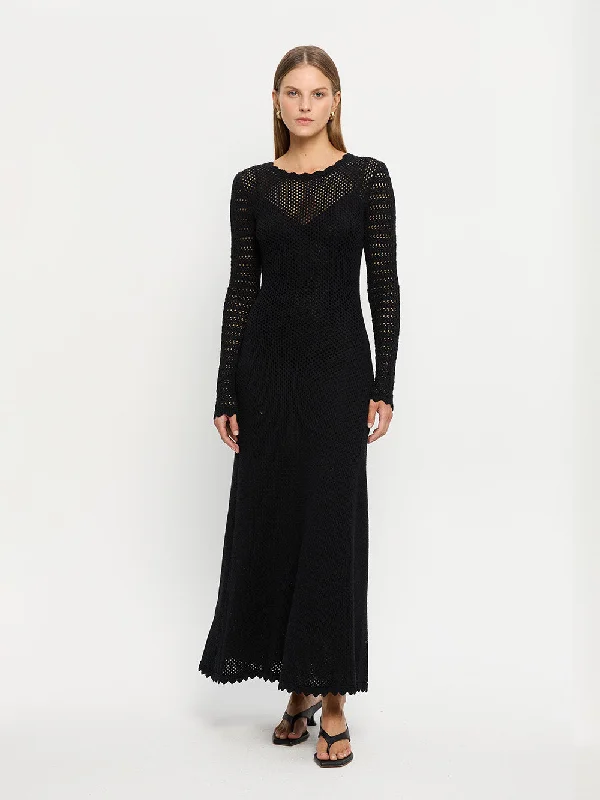 Ingrid Knit Midi Dress - Black