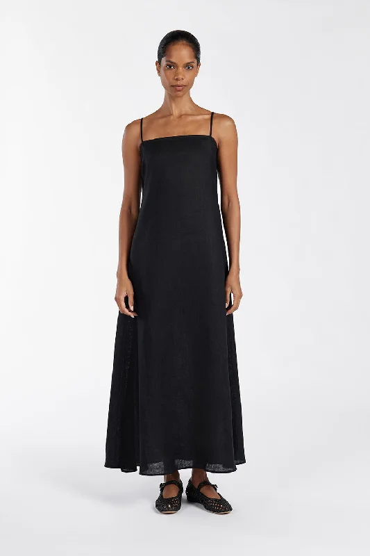 JEM BLACK LINEN MAXI DRESS