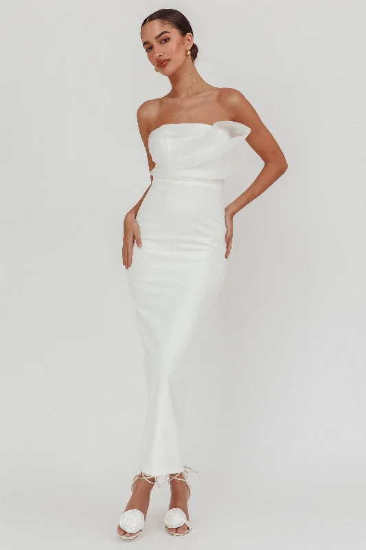 Karaline Strapless Bust Accent Maxi Dress White