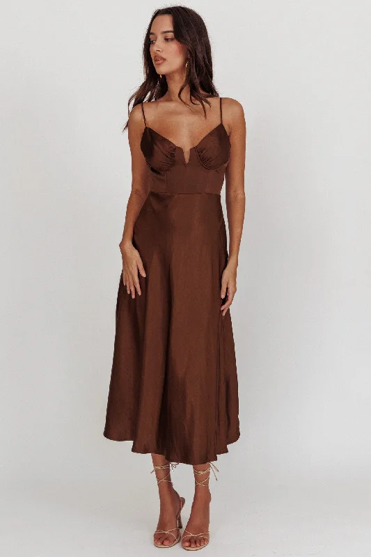 Lake Como A-Line Midi Dress Brown