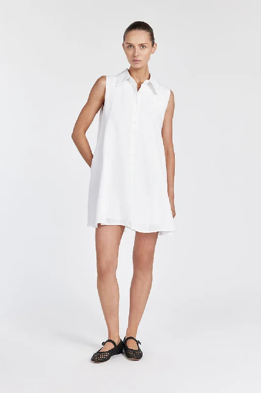 MARC WHITE LINEN SLEEVELESS  DRESS