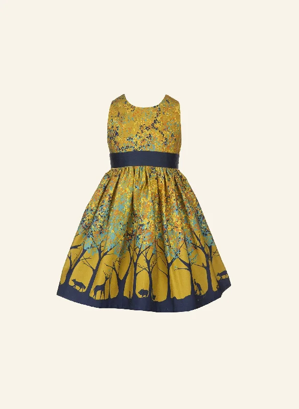 Martha Baby / Toddler Dress - Mustard Forest