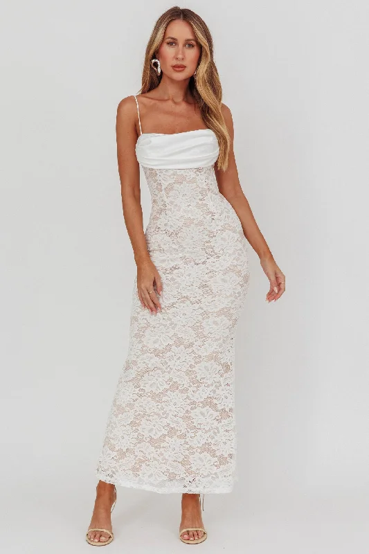 Melting Lace Maxi Dress White