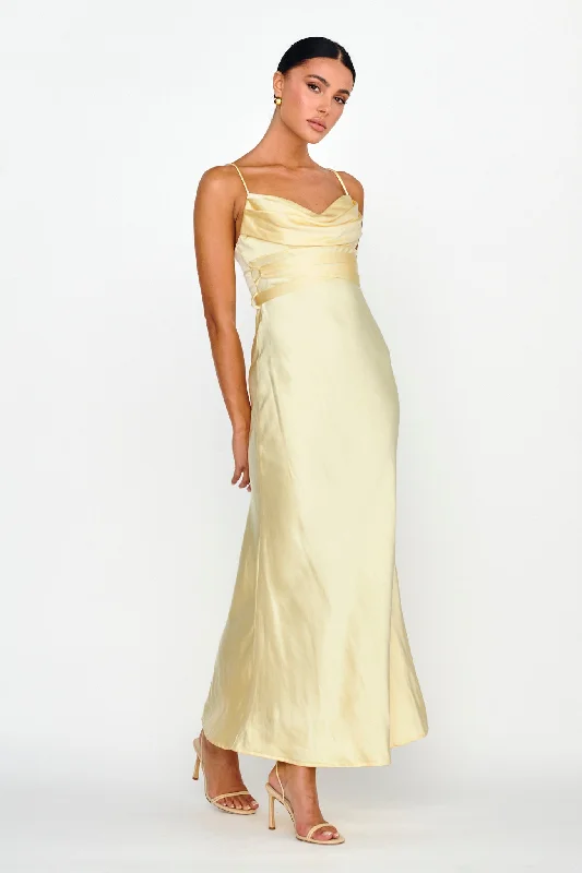 Starring Role Cowl Bust Waist Tie Dress Butter