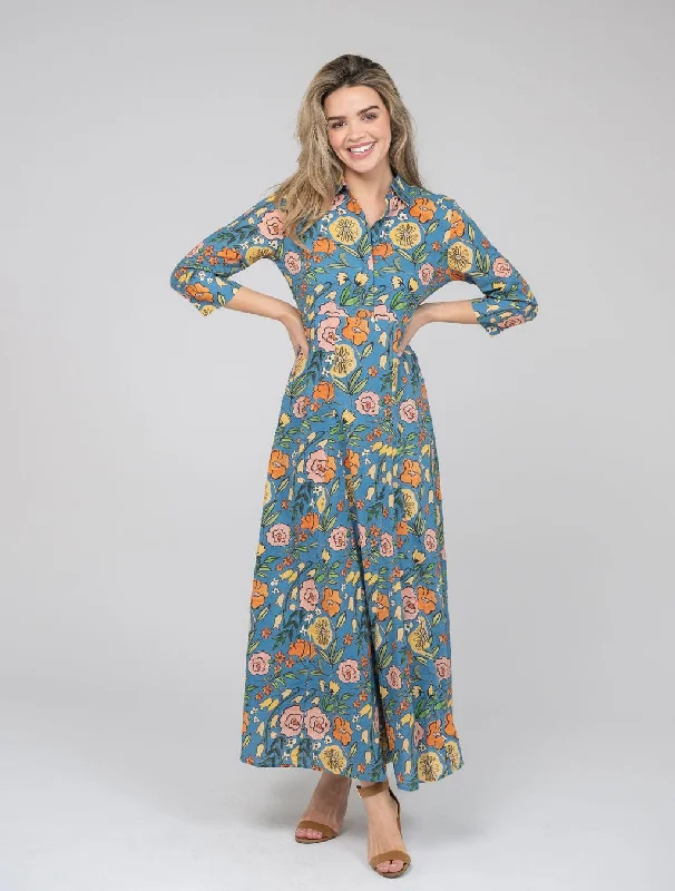 The Alexa Dress | Blue Fall Garden