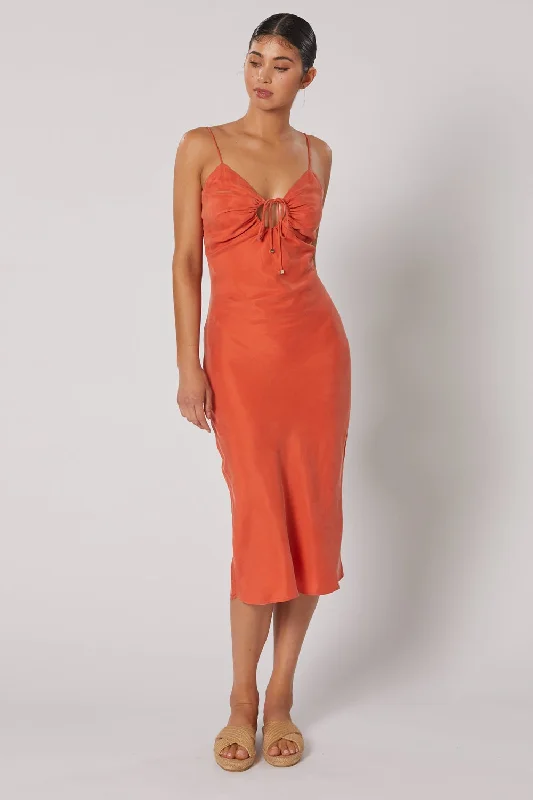 Winona Seraphina Midi Dress - Red Orange