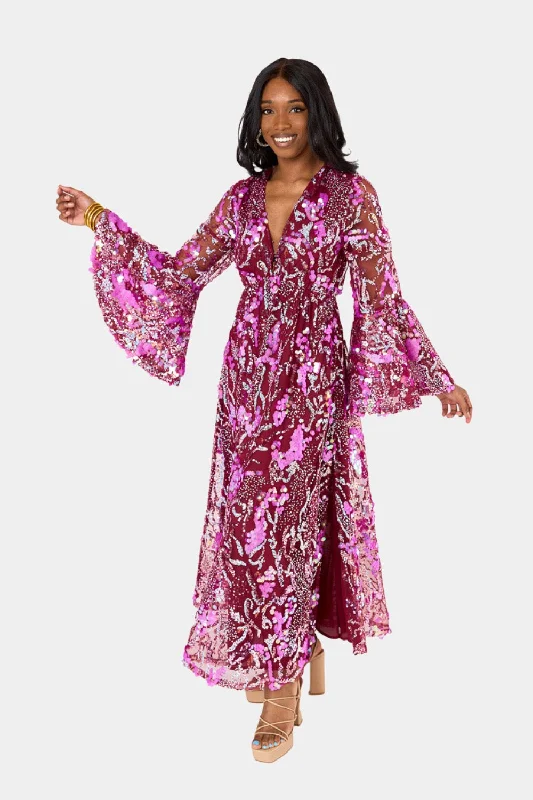 Colette Long Sleeve Maxi Dress - Vino