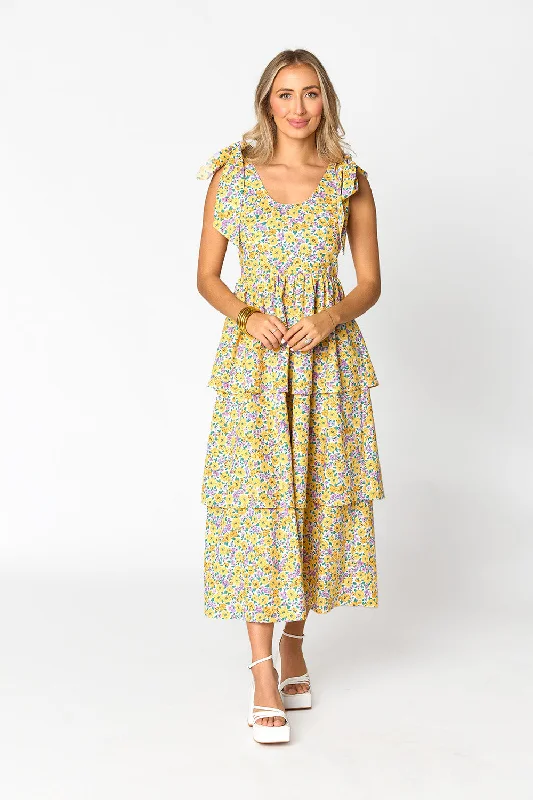 Drew Tiered Midi Dress - Sunny Hunny