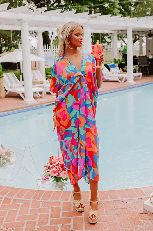 Beachy Days Caftan Midi in Ocean Wave