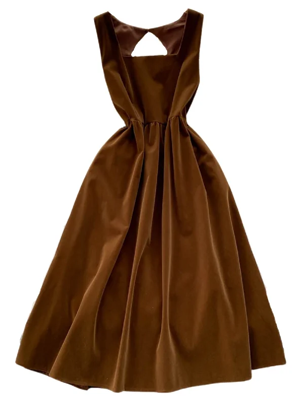 'Belle' Square Neck Velvet Ribbon Back Volume Dress (4 Colors)