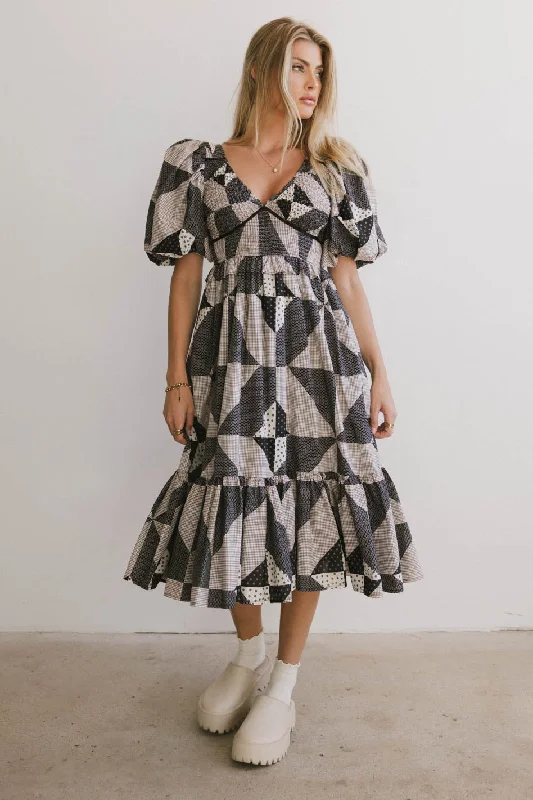 Brielle Patchwork Midi Dress