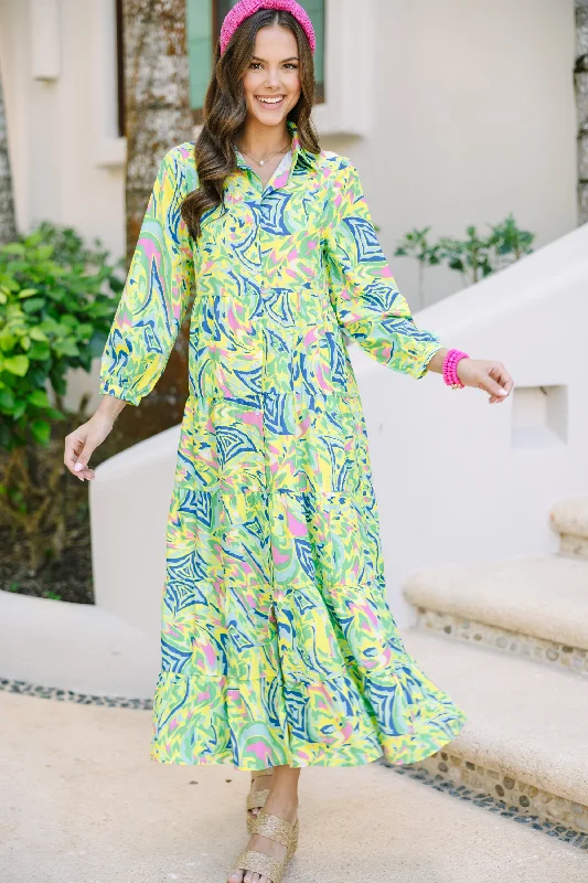 Bright New Days Green Paisley Midi Dress