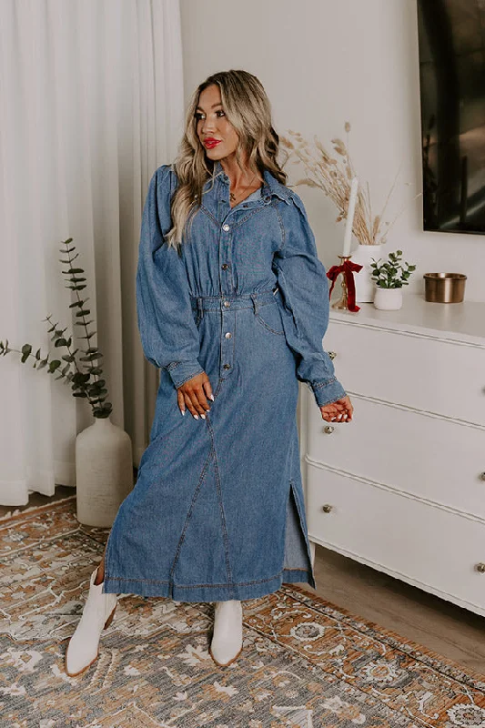 City Chic Denim Midi in Medium Wash