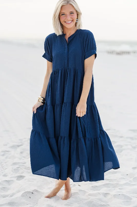 Clear Skies Ahead Midnight Blue Midi Dress