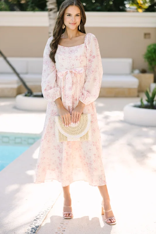 Feeling Oh So Sweet Pink Floral Midi Dress