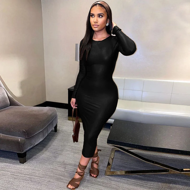 Jill Full Sleeve Bodycon Midi Dress