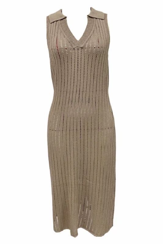 'Kylie' Sleeveless Collared Thin Knitted Dress (3 Colors)