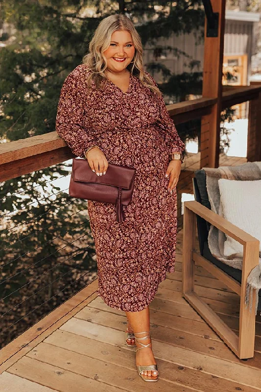 Merlot Sippin' Floral Midi Curves