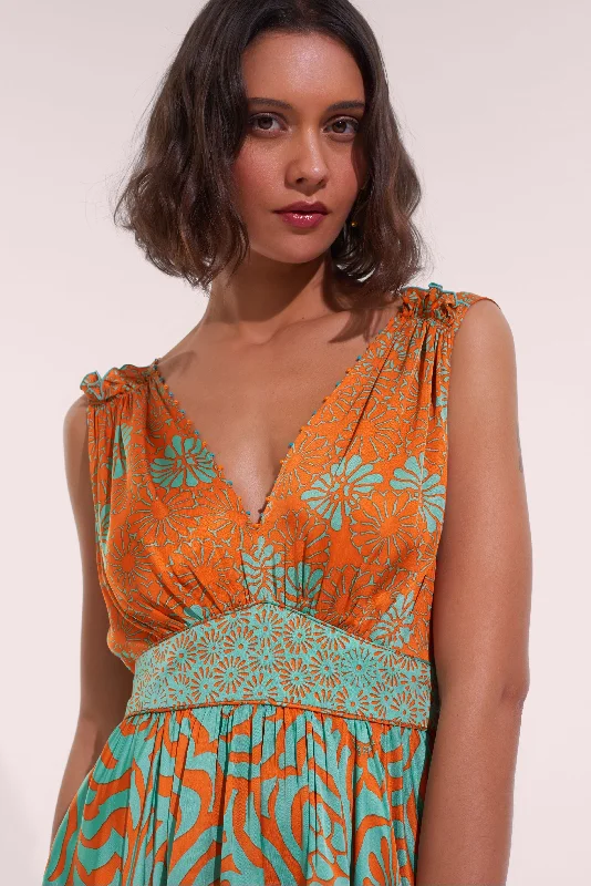 Mini Dress Bessie - Orange Daisy