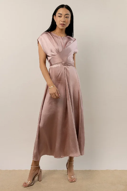 Rosalind Midi Dress in Mauve