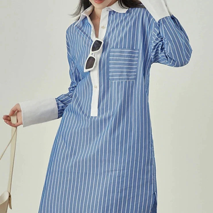 KittenAlarm - Rose Button Down Striped Dress