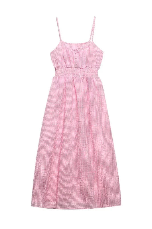 'Sabrina' Gingham Sleeveless Sling Midi Dress