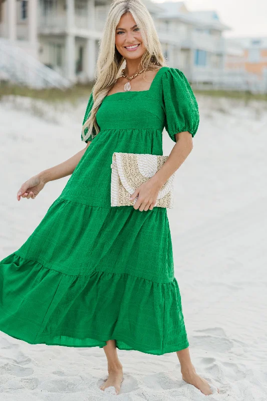 Think About It Kelly Green Midi Dress