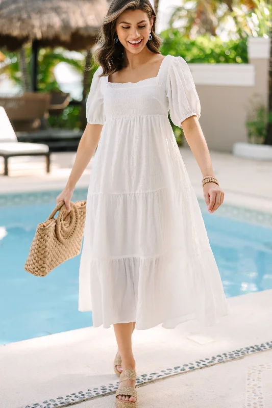 Think About It White Midi Dress