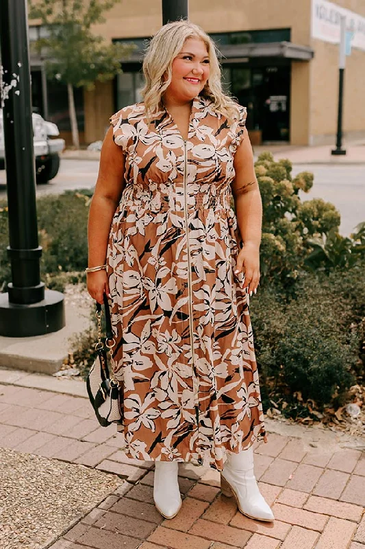 Winery Welcome Floral Midi in Camel Curves