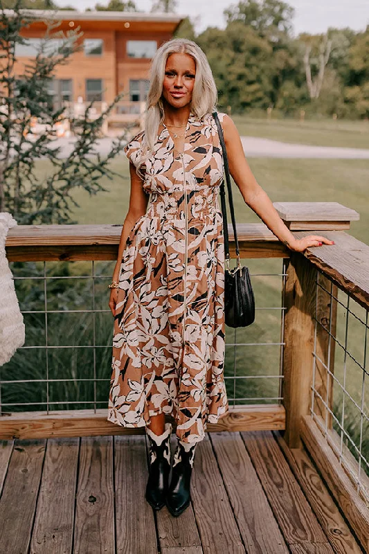 Winery Welcome Floral Midi in Camel