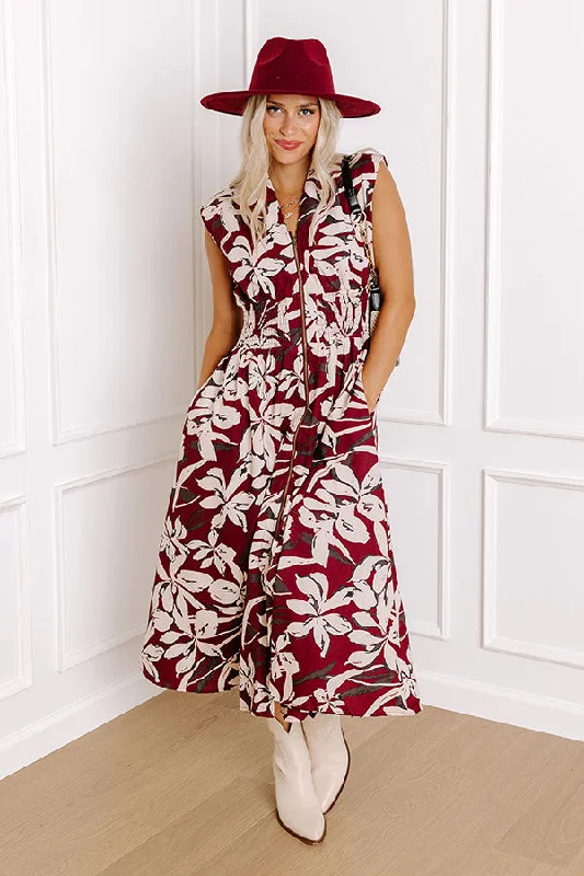 Winery Welcome Floral Midi in Merlot