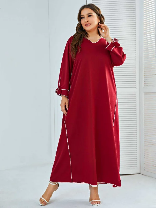 KittenAlarm - Women's Plus Size Casual Long Sleeve Maxidress XL-4XL