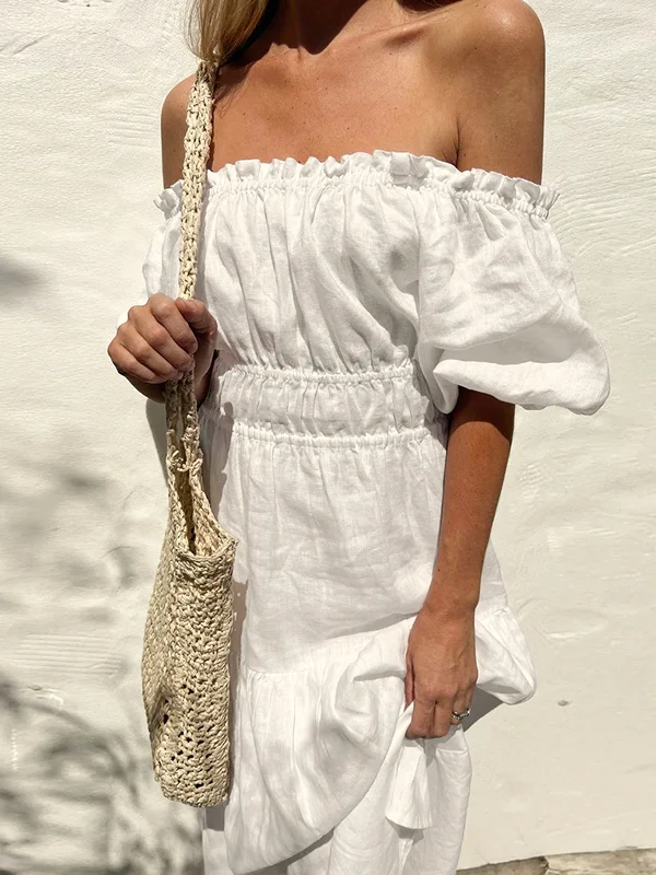 TastyHottie - Aeolian Puff Sleeve Cotton Long Dress