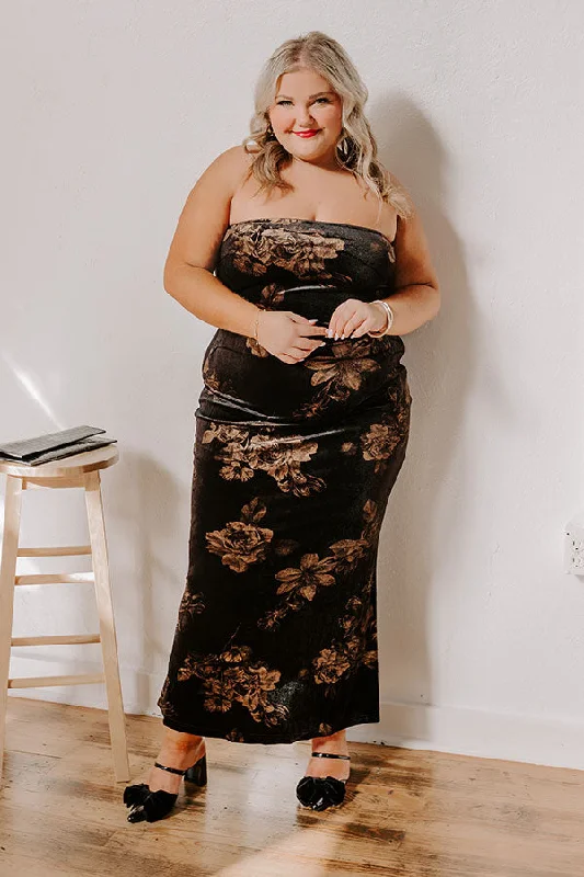 Charmed Moments Velvet Floral Maxi Dress Curves