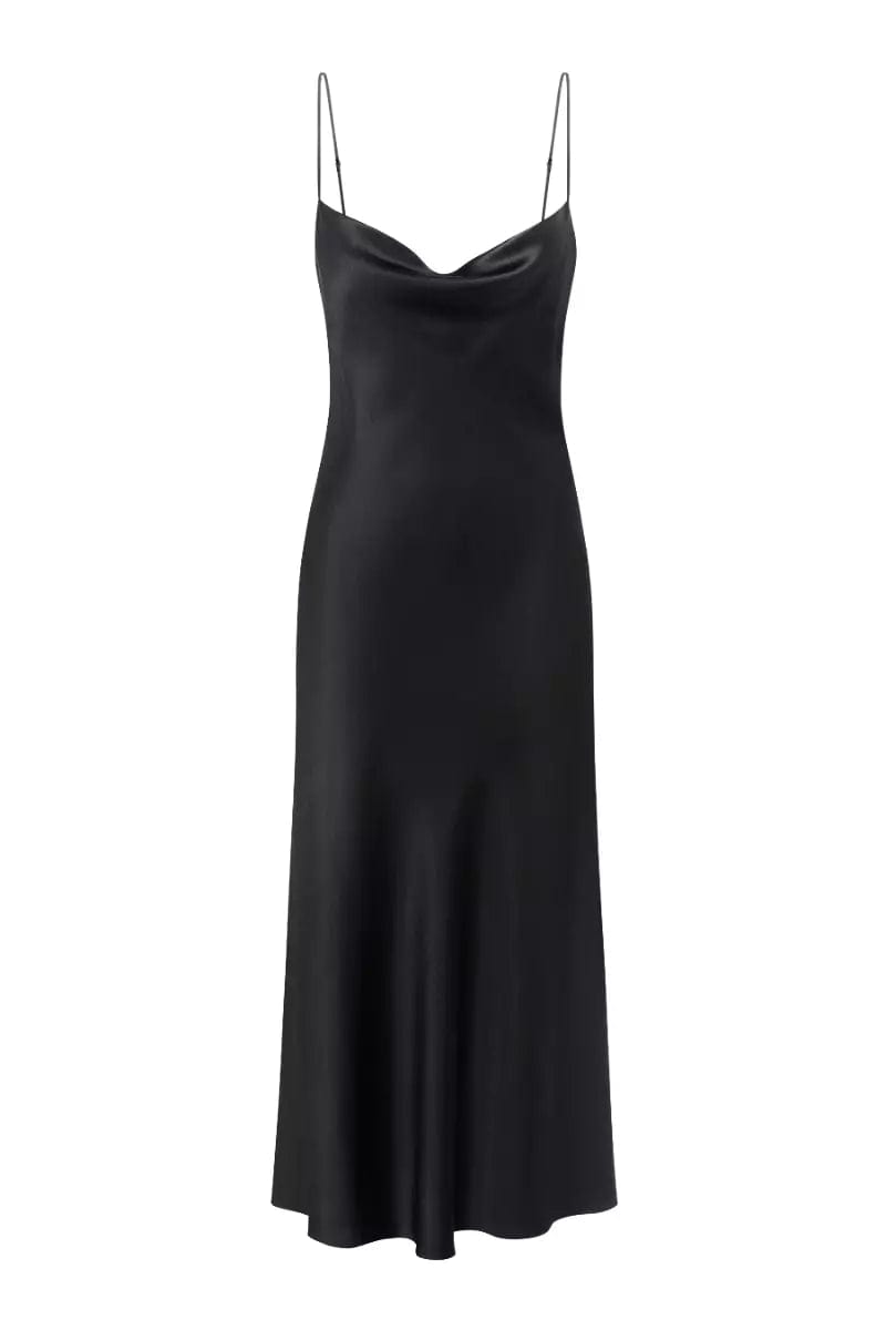 Fern Black Silk Sleeveless Dress