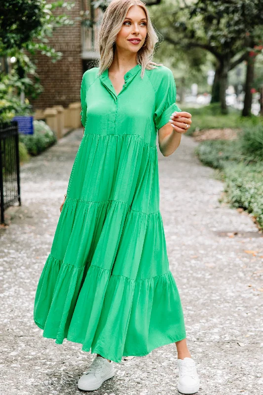 Let's Hang Out Kelly Green Tiered Maxi Dress