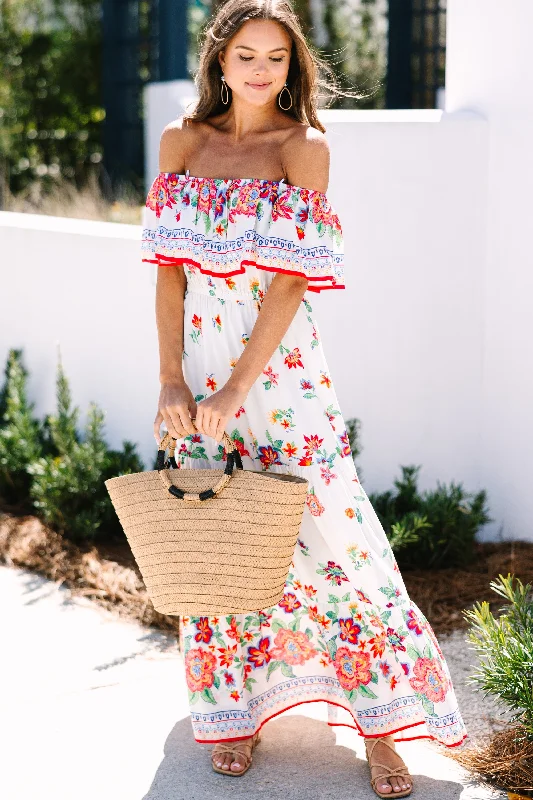 Listen To Your Heart Ivory White Floral Maxi Dress