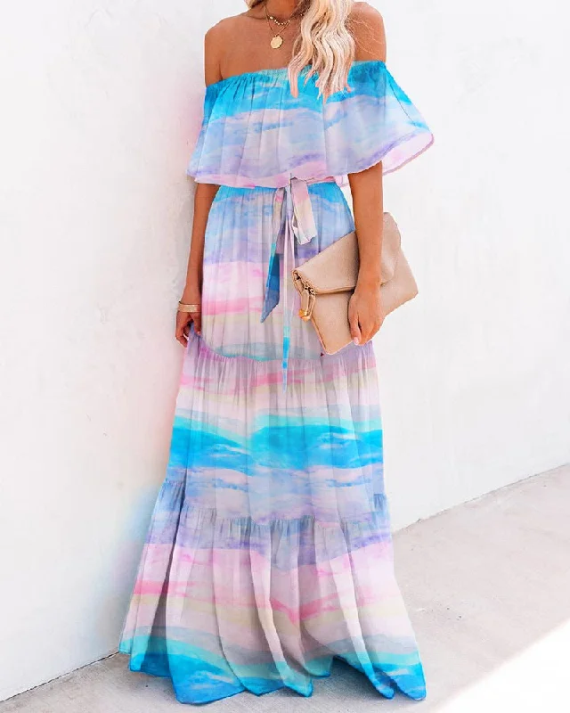 Nice Cotton Pocketed Off The Shoulder Maxi Dress