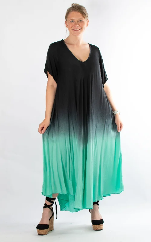 Ombre Dress | Short Sleeve | Black & Mint