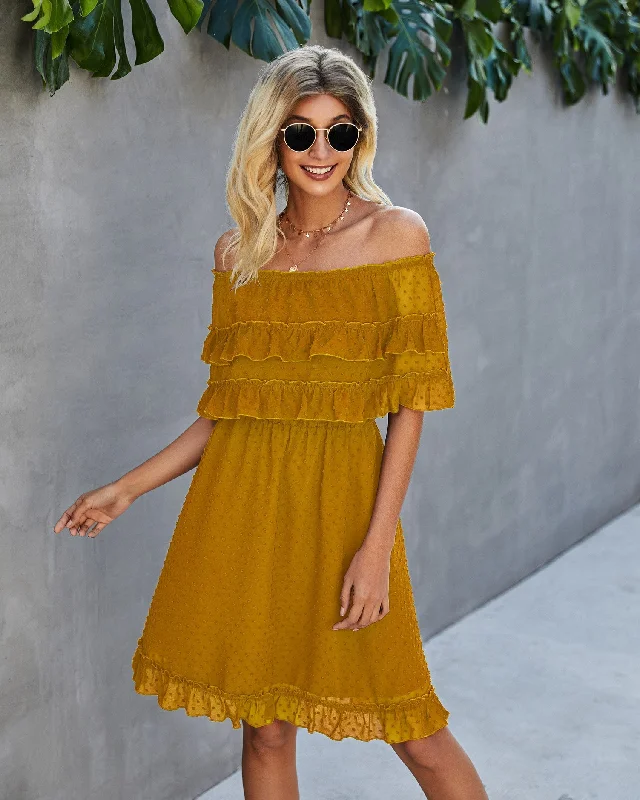 Panache Off The Shoulder High Low Maxi Dress - Sunflower