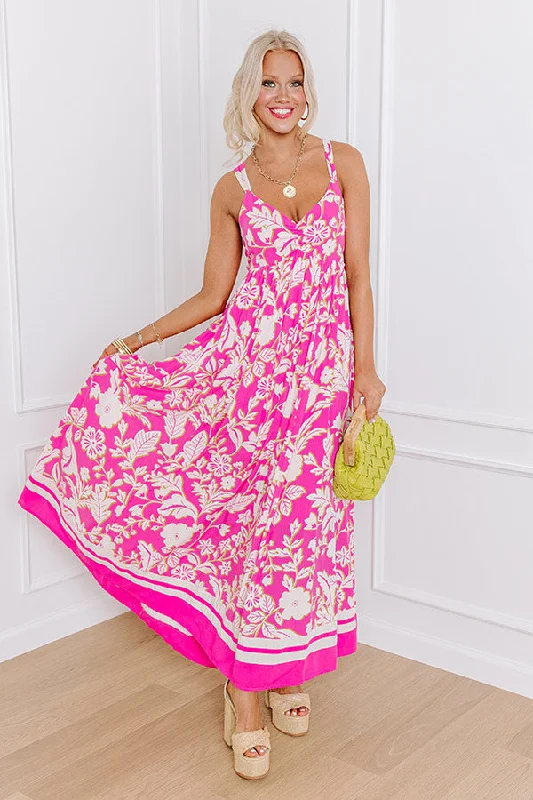 Sunset Soiree Floral Maxi Dress in Pink