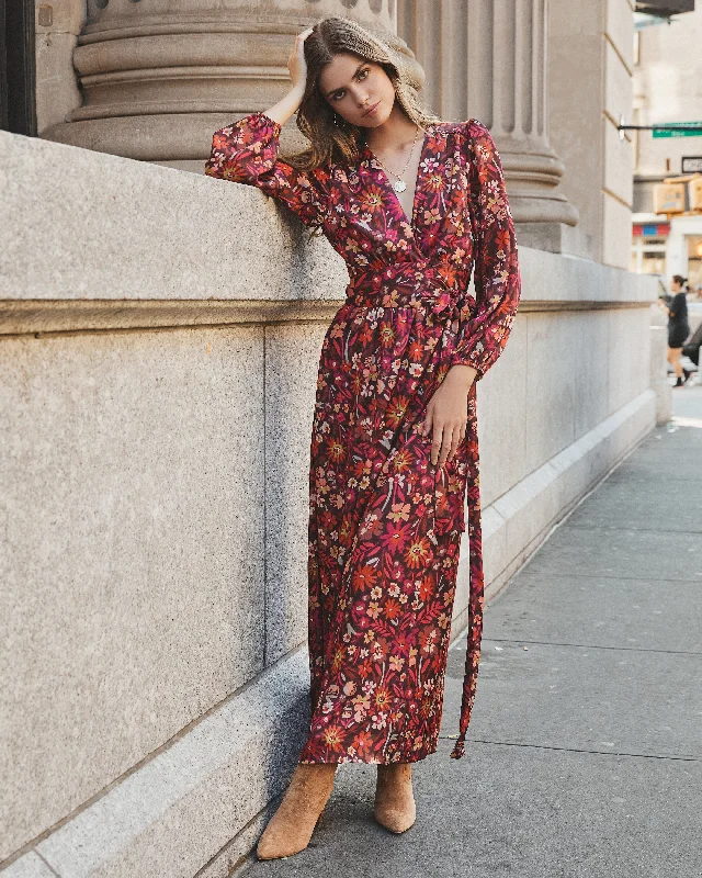 Village Views Floral Wrap Maxi Dress