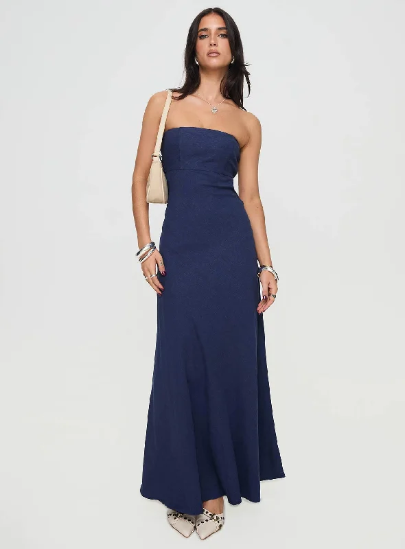 Yahir Strapless Maxi Dress Navy Petite